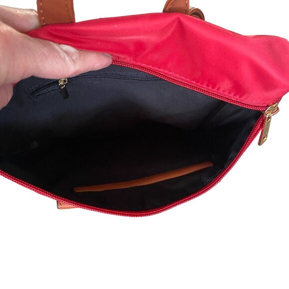 Hanna Grace red backpack bag with compartments top handle and bottom studs - Picture 4 of 10